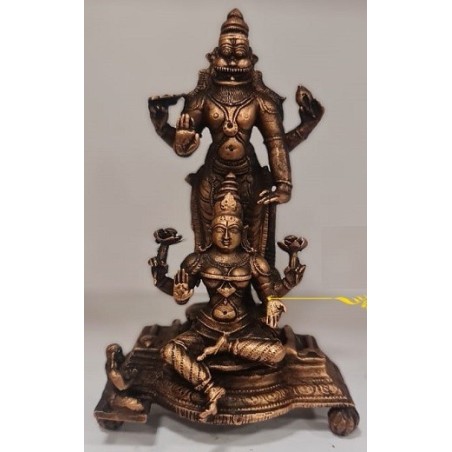 Narasimha with Sree Lakshmi sitting posture Copper Statue