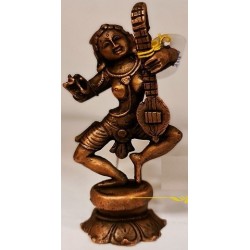 Lady Musician with Veena Copper Statue