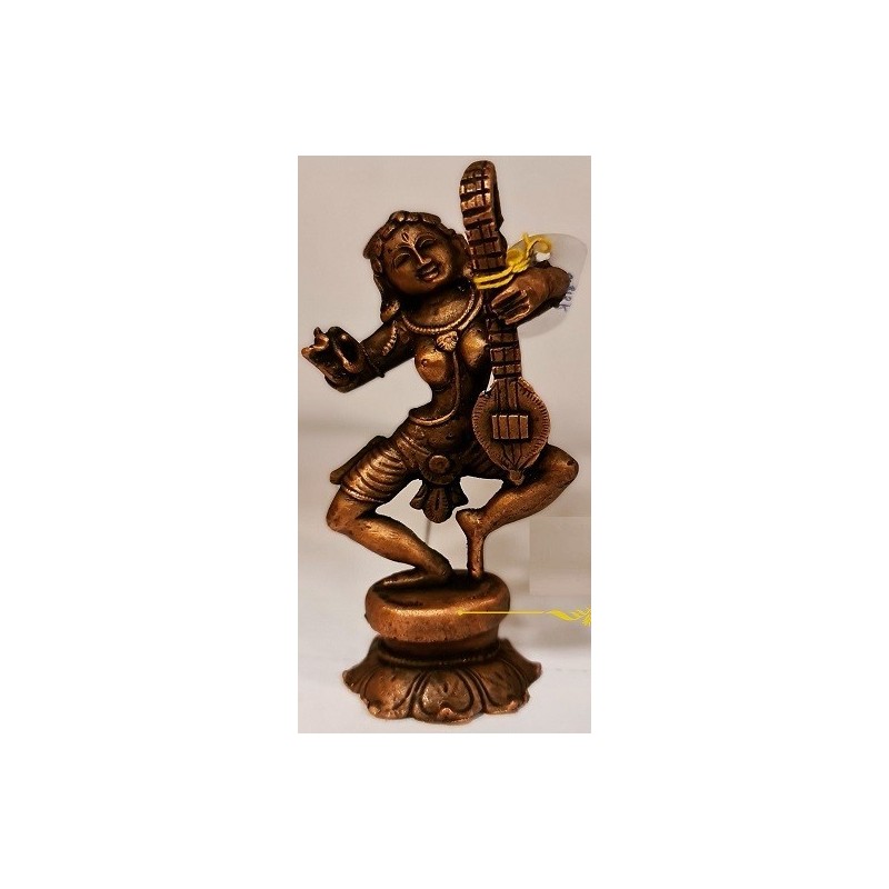 Lady Musician with Veena Copper Statue