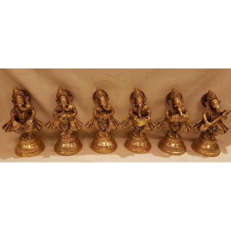 Standing  Brass Ganesha Musician set of Six