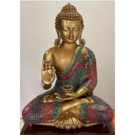 21 inches Stone finish Brass Buddha Statue