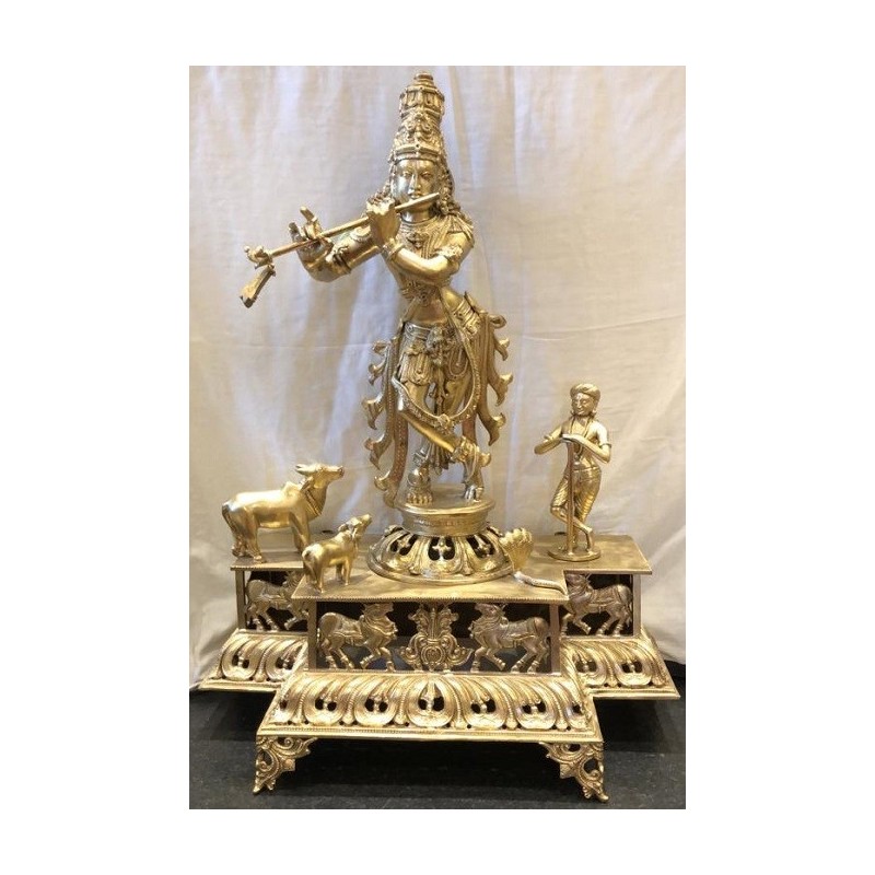 Fine finish Bronze cow Krishna Statue