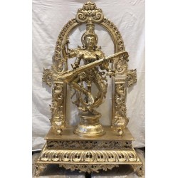 Bronze Statue of Natya Saraswathi with Prabhavali