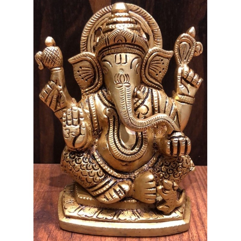 6 inch Vignesha Brass Statue