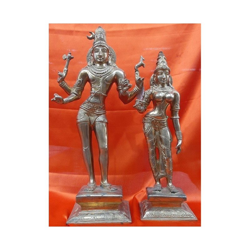 Fine Finish Standing Shiva Parvathi Bronze Statue