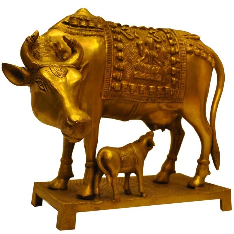 Cow & Calf Brass Idol