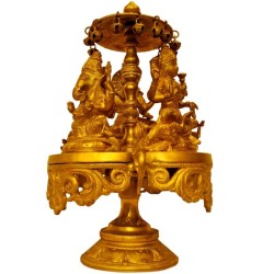 Lakshmi, Saraswathi, Ganesh - Rotating Brass 