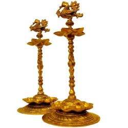 Peacock Brass lamp - 2 Pieces