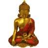 Buddha Coral Stone Work Brass Statue